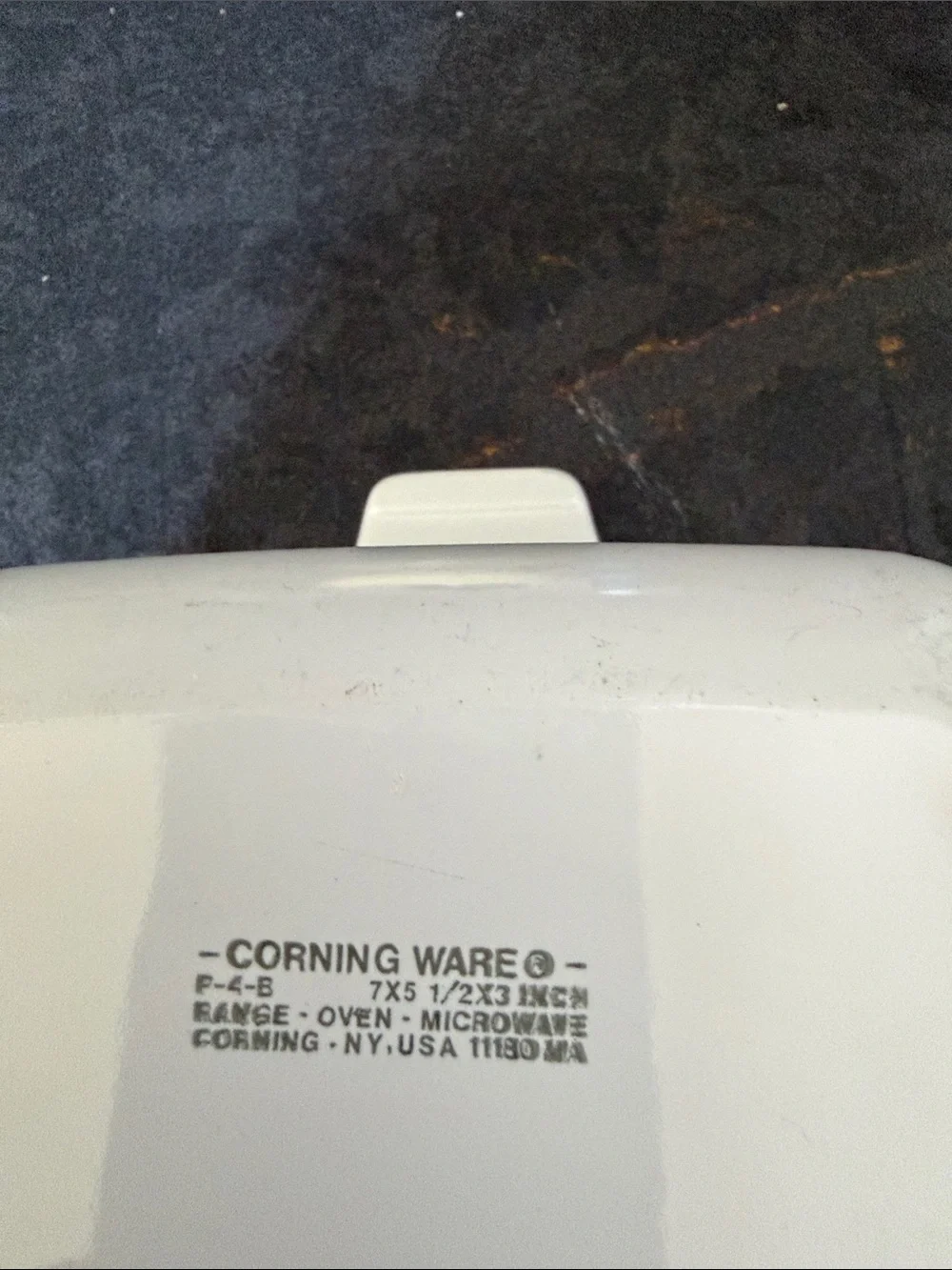 Corningware White Casserole Dish with Green, Red, Brown Vegetable Motif